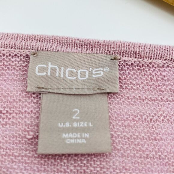 Chico’s dolman sleeve orchid pink popover linen blend sweater large - Picture 5 of 6